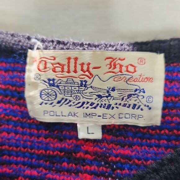Vintage Y2K 90s TALLY-HO Women's Cardigan Sweater Coatigan Tartan Plaid - Picture 3 of 10